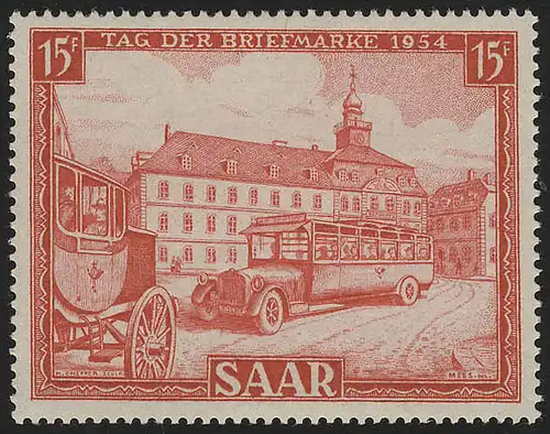 Saarland 349 Tag der Briefmarke Postkutsche / Postomnibus, postfrisch **