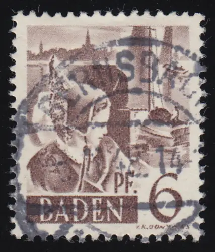 Baden 15y I Freimarke 6 Pf. O