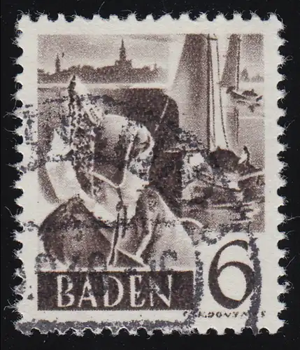 Baden 31y III Freimarke 6 (Pf.) O gestempelt