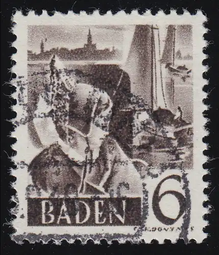 Baden 31y III Marque libre 6 (Pf.) O Tamponné