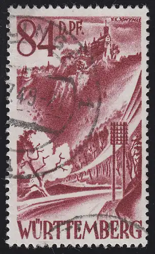 Wurtemberg 26y I marque libre 84 Pf. O cacheté