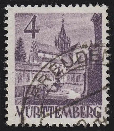 Wurtemberg 29y Freimer 4 (Pf.) O Tamponné