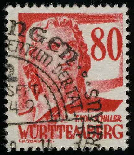 Wurtemberg 36y marque libre 80 (Pf.) O cacheté