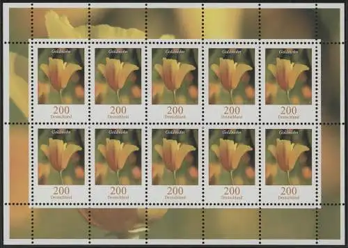 2568 Blumen 200 Cent Goldmohn - Zehnerbogen ** postfrisch