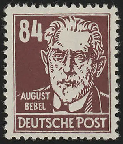 341va XI August Bebel 84 Pf mit Wasserzeichen 2 XI, postfrisch **