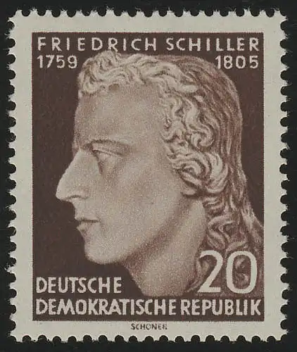 466A YII Friedrich Schiller 20 Pf, dancé, Wz.2 Yll **