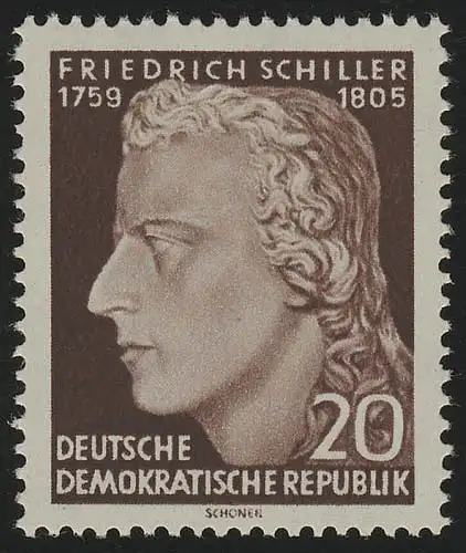 466A YII Friedrich Schiller 20 Pf, gezähnt, Wz.2 YII **