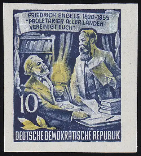 486B YII Friedrich Engels 10 Pf Wz.2 YII, UNGEZÄHNT, **