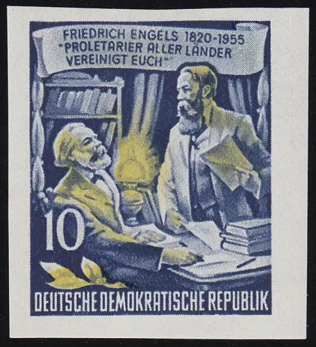 486B YII Friedrich Engels 10 Pf Wz.2 YII, UNGEZÄHNT, **