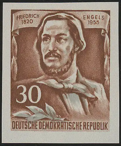 489B YII Friedrich Engels 30 Pf Wz.2 YII, UNGEZÄHNT, **