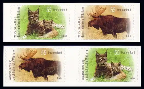 2921-2922 Lynx/Elch et élans de FB 21, deux paires ** frais de port