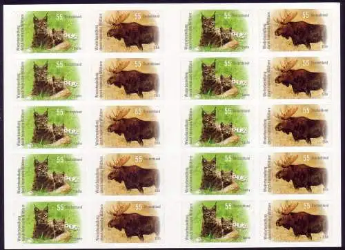 FB 21 Lynx et élan sauvage, feuille 5 fois 2921-2922, **