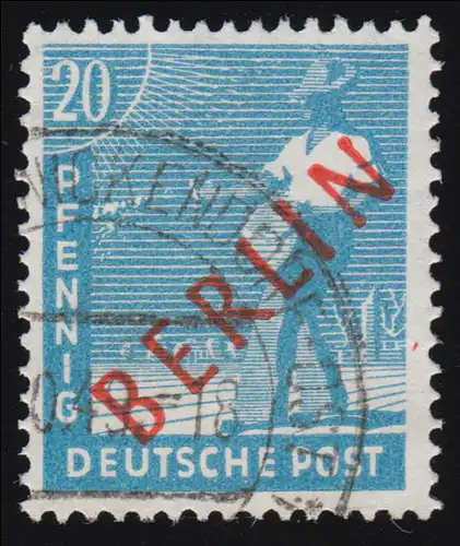 26a Rotaufdruck 20 Pf PREUSSISCHBLAU gestempelt O