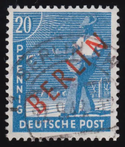 26b Rotaufdruck 20 Pf LEBHAFTBLAU gestempelt O