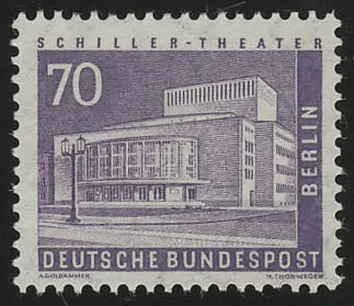 152w glatte Gummierung - Stadtbilder Schillertheater 70 Pf, postfrisch **