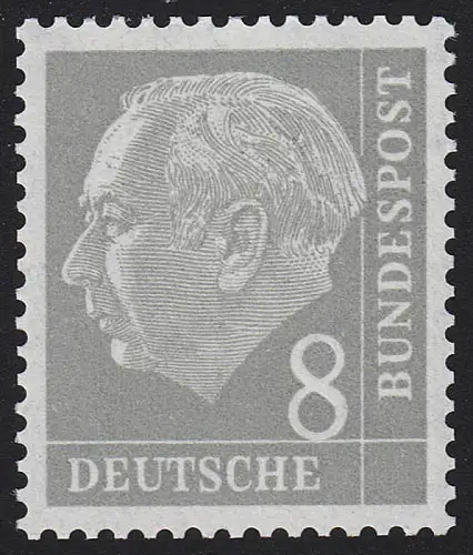 182x Wv Heuss 8 Pf geriffelte Gummierung ** postfrisch