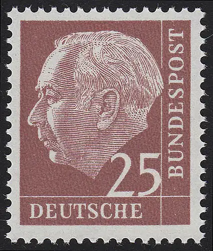 186y Heuss 25 Pf papier fluorescent (lumogène) **