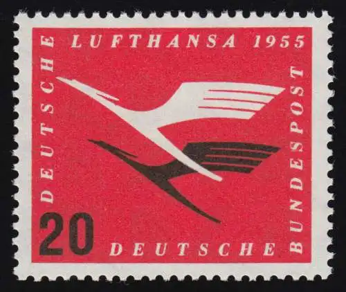 208Va Lufthansa 20 Pf avec filigrane 4 Va - frais de port **