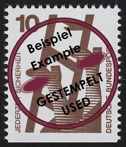 695D Unfallverhütung 10 Pf unten geschnitten, gestempelt O