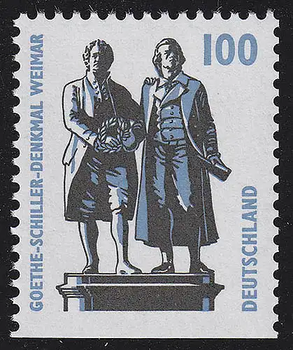 1934D SWK 100 Pf ci-dessous non-denté, Goethe Schiller-Mémoire de Weimar, **