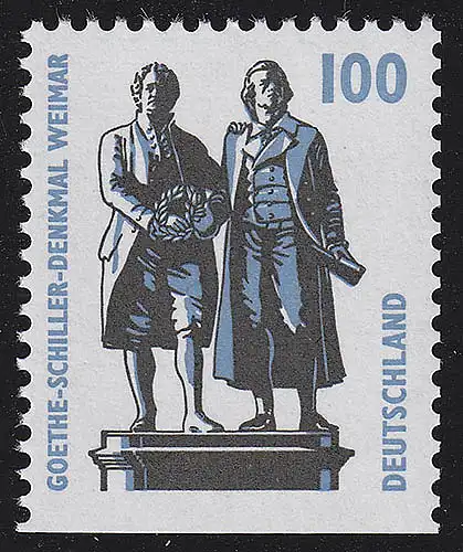 1934D SWK 100 Pf unten ungezähnt, Goethe-Schiller-Denkmal Weimar, **