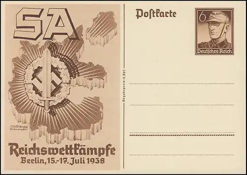P 271 Concours Reichs de SA à Berlin, ** comme dépensé
