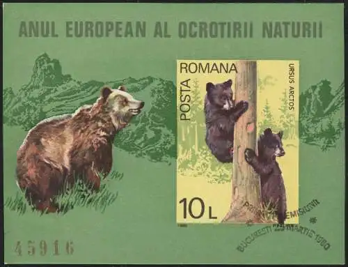 Rumänien Block 168 Braunbären, Mitläufer-Ausgabe 1980, SSt
