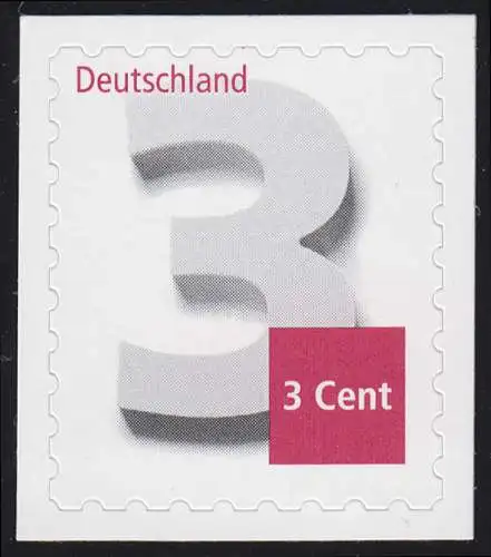 2967 Drei Cent SELBSTKLEBEND auf neutraler Folie, **