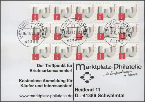 2964 Drei Cent - drei 5er-Streifen+Nr. Typ I auf FDC portogerecht