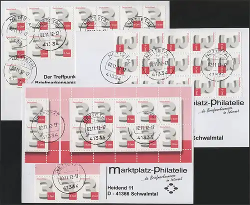 2964 Drei Cent Rollenmarken / Bogenmarken / Selbstklebende - 3 FDC