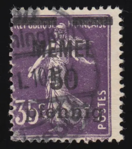 Memel 23c Aufdruck fett 50 Pf. auf 35 C, weißes Papier, gestempelt