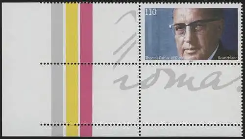 1963L Dehler - Ecke unten links mit Leerfeld und Farbstreifen ** postfrisch