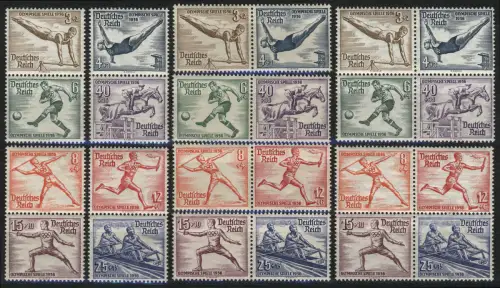 624-631 Impressions Olympiques (10 pièces) complètes, frais de port **