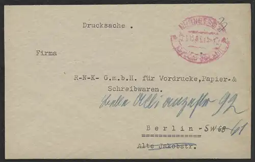 Payé frais d'impression Nuremberg Décembre 1945 à Berlin