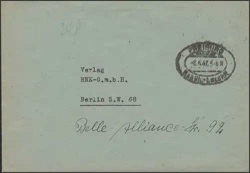 Gebühr-Bezahlt-Stempel Brief Freiburg/Breisgau 8.6.47 nach Berlin