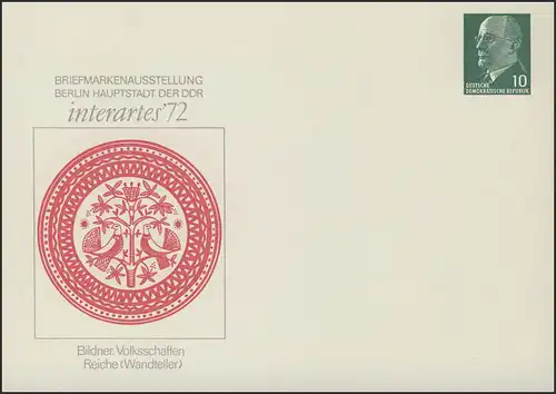 PP 8/97 Ulbricht 10 Pf - Exposition des timbres interartes'72: Assiette murale, **