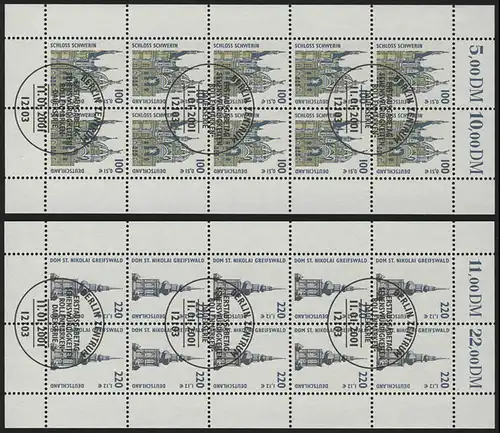 2156-2157 SWK Schwerin & Greifswald - 10er-Bogen-Test ESSt Berlin