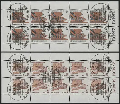 2224-2225 SWK 20 Pf / 510 Pf - 10er-Bogen-Satz, gemischt **/ESSt Berlin