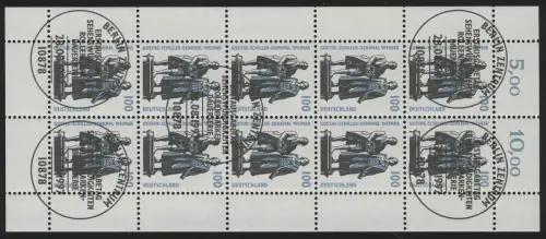 1934 SWK 100 Pf Goethe/Schiller - Bogen 10 mixée ** / ESSt Berlin