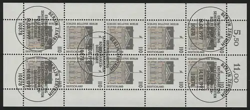 1935 SWK 110 Pf Schloss Bellevue - 10er-Bogen gemischt ** / ESSt Berlin