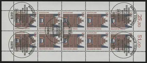 1938 SWK 510 Pf Holstentor Lubeck - Bogen 10 mixée ** / ESSt Berlin