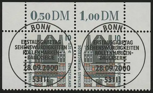 2139 SWK 10 Pf/0,05 Euro Paar OR ESST Bonn