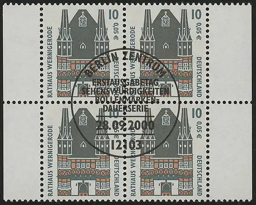 2139 SWK 10 Pf/0,05 Euro Viererblock ESST Berlin