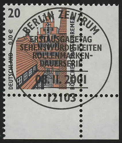 2224 SWK 20 Pf/0,10 Euro Ecke ur ESST Berlin