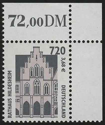 2197 SWK 720 Pf/3,68 Euro Ecke or ** postfrisch