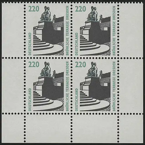 1936 SWK 220 Pf UR-Quaterbl. ** Postfraîchissement