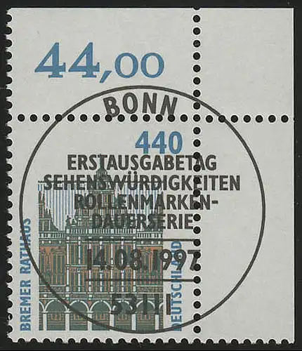1937 SWK 440 Pf Ecke or VS-O ESST Bonn