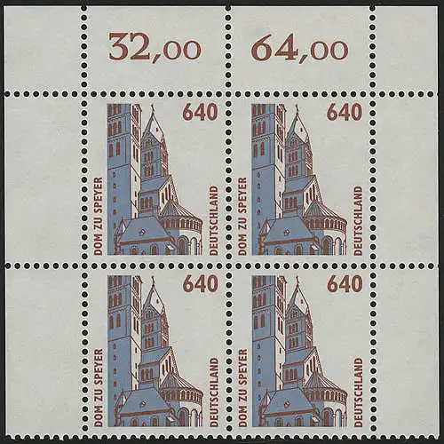 1811 SWK 640 Pf OR-Quaterbl. ** Postfraîchissement