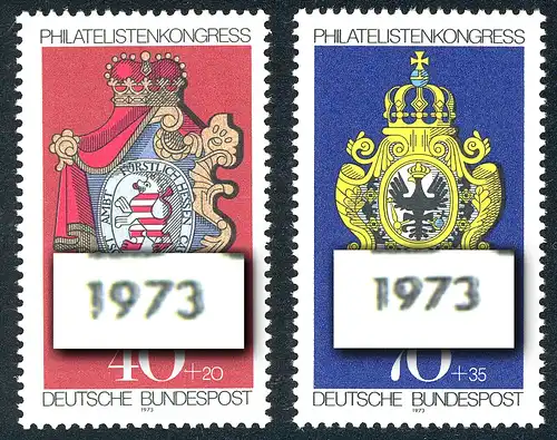 764-65 IBRA 1973 - je Marke mit Doppeldruck der Jahreszahl, beide **