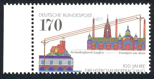 1557 Drehstrom - auffällige Verzähnung unten im Markenbild/Schrift, MNH **